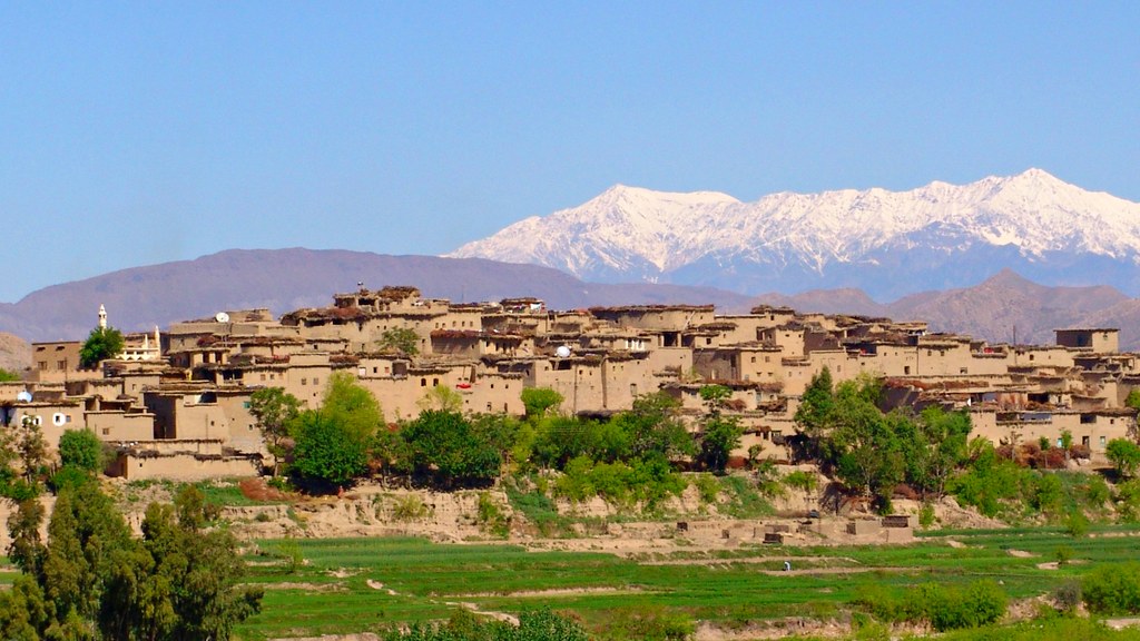 The village of Borki in Parachinar, Upper Kurram, beneath the snow-covered Safed Koh mountains along the Pakistan-Afghanistan border