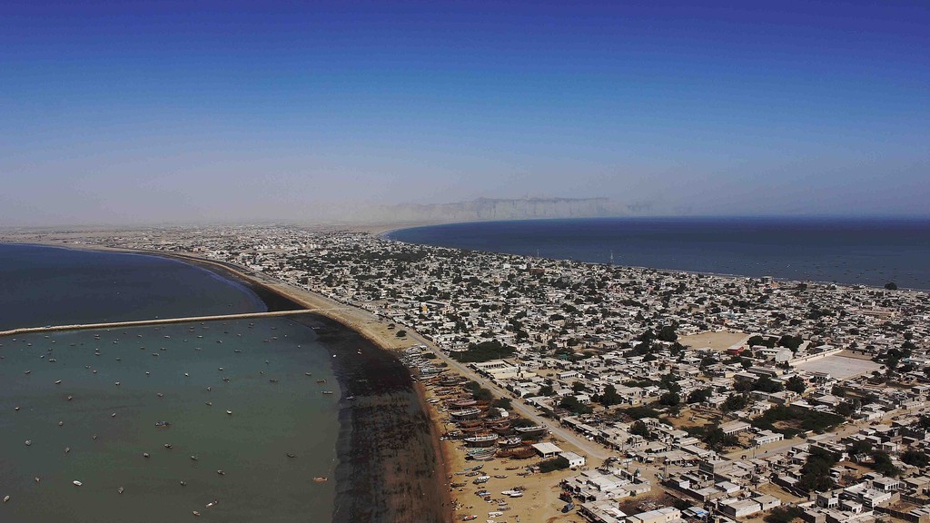 Aerial view of the port of Gwadar in Balochistan