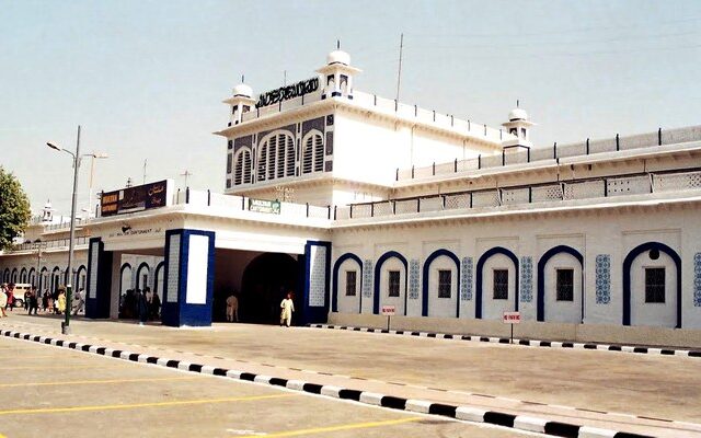 Multan Cantt Railway Station in Multan, the district where the Karachi-to-Peshawar Rehman Baba Express derailed near Sher Shah station