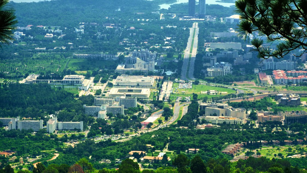 Constitution Avenue in Islamabad with government buildings, where Pakistan and Canada are holding investment treaty talks