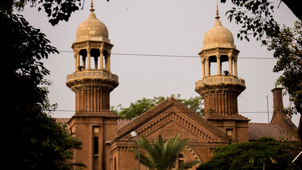 The twin towers of the Lahore High Court building in Lahore, where petitions on smart glasses and children's social media use were heard