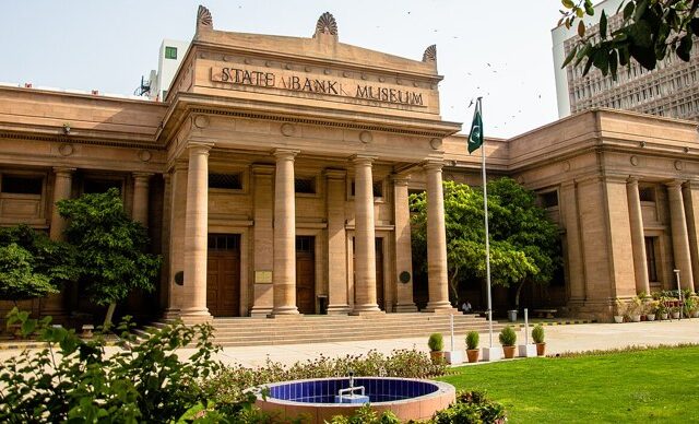 The old State Bank of Pakistan building in Karachi, now the State Bank Museum, on I. I. Chundrigar Road