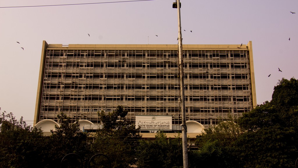 The State Bank of Pakistan head office building in Karachi, Pakistan's central bank, as national accounts put FY26 GDP growth at 3.65 percent