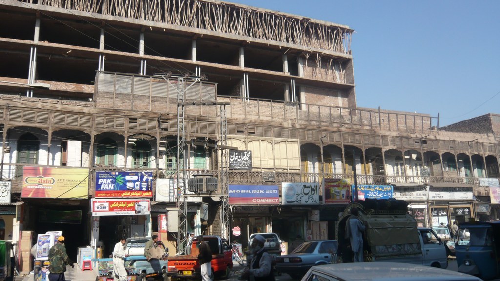 A street in the old city of Peshawar, where 35 people were killed when a private school roof collapsed in Dir Colony