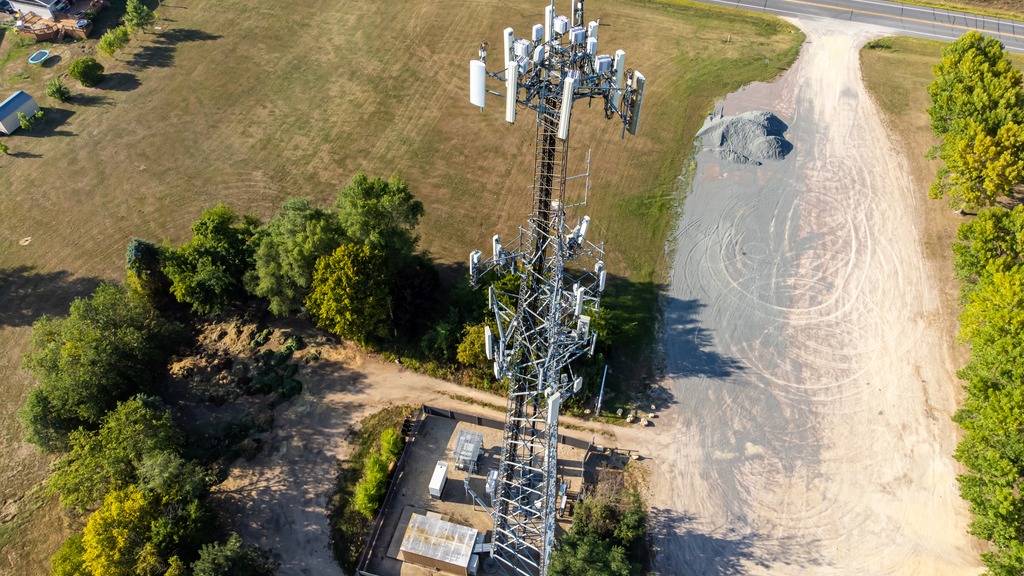A mobile network cell tower