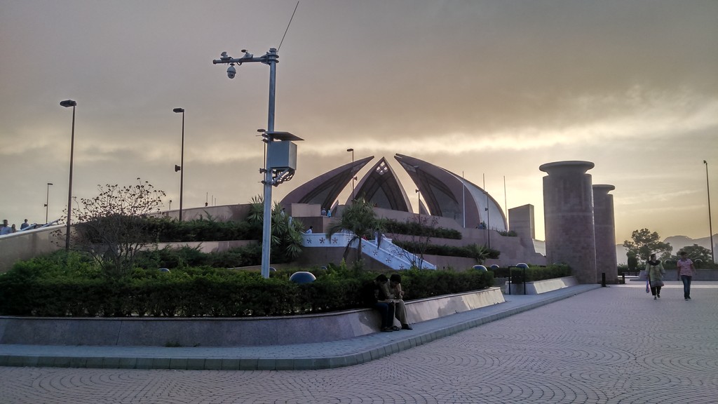 The Pakistan Monument in Islamabad at dusk, in the capital where Pakistan's facilitation of US-Iran peace negotiations has drawn appreciation from Lebanon's ambassador