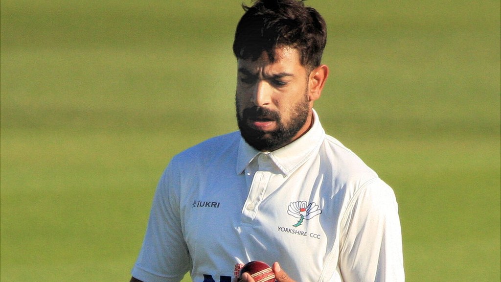 Pakistan fast bowler Haris Rauf in his Yorkshire whites, shown in a file photograph.