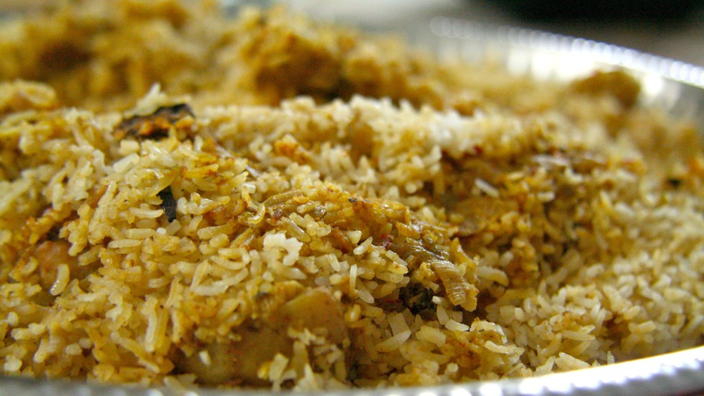 A platter of biryani, the rice dish showcased in the 'Art of Biryani' live cooking demonstration at the first Pakistan Rice Festival in Budapest.