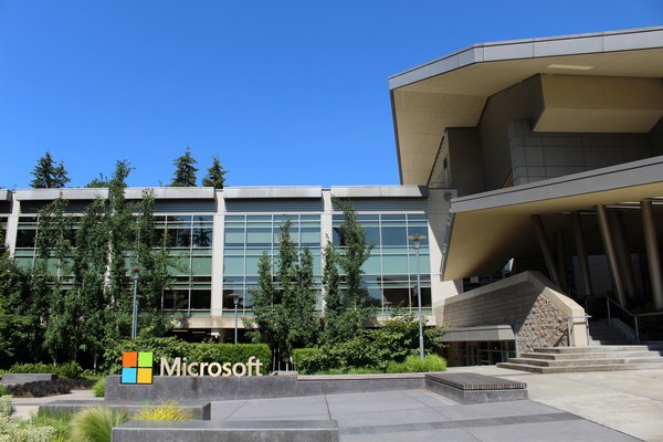 Building 92 on Microsoft's Redmond campus in Washington, the headquarters of Microsoft, which unveiled its third-generation Maia 300 AI chip on October 12, 2026