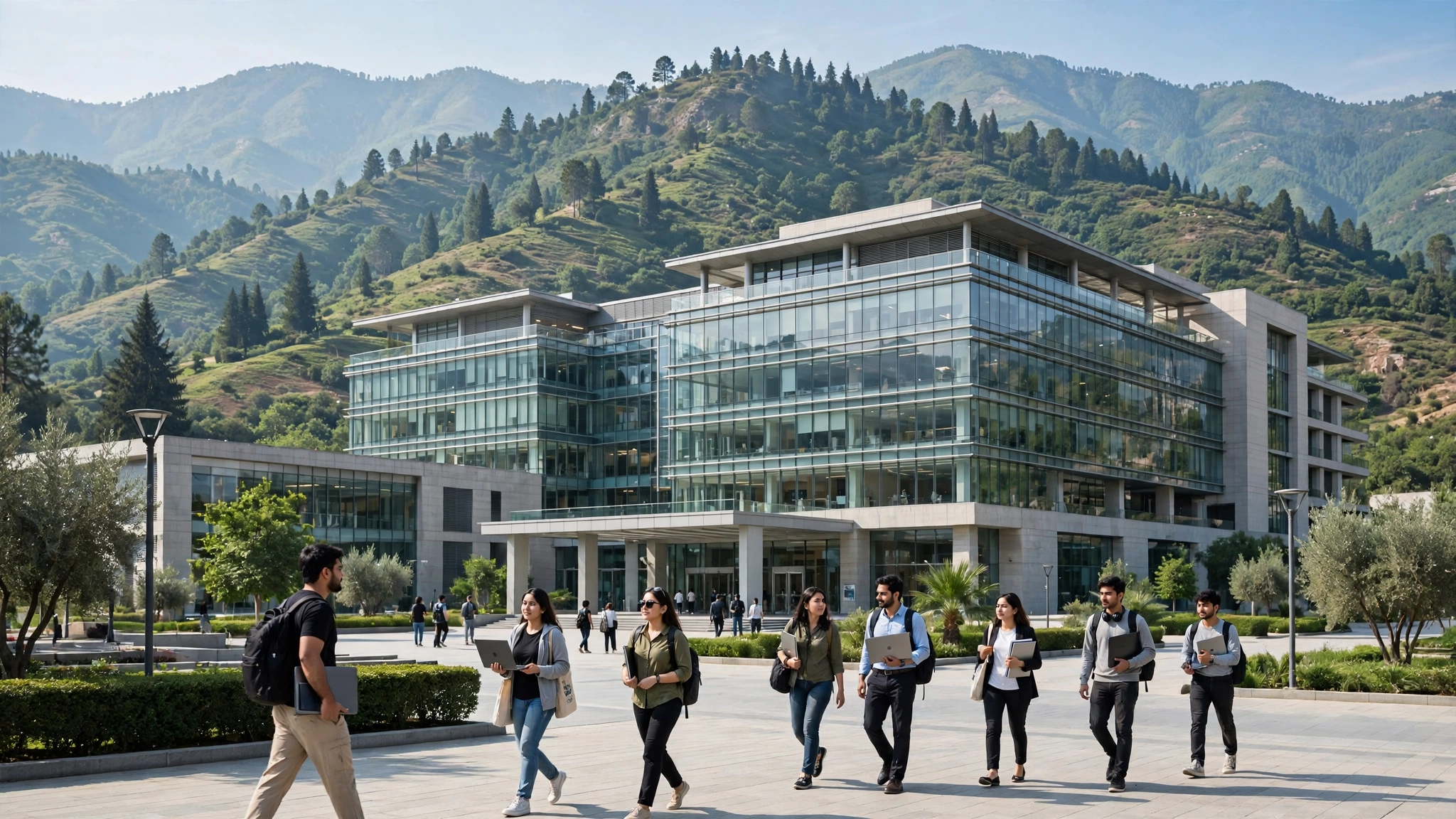 Modern technology park building in Islamabad with a glass facade